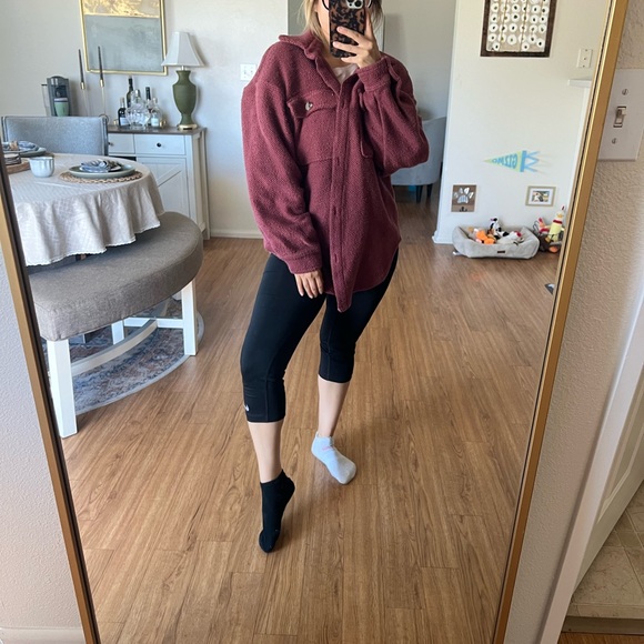 Anthropologie Pilcro Maroon Knit Shacket - Picture 4 of 4